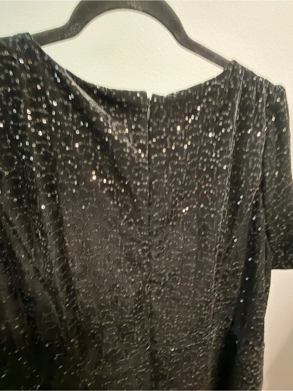 Talbots Black Sequin Velvet Midi Dress